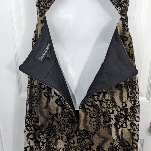 Frank Lyman Design Black/Tan/Bronze Halter Criss-Cross Back Butterfly Dress - 10 - Picture 11 of 12